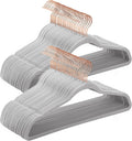 Slim Velvet Hangers, Non-Slip Clothes Hangers with Rose Gold Swivel Hooks, Space-Saving
