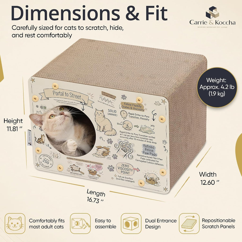 Carrie & Koccha Cardboard Cat Scratcher House for Indoor Cats - Science