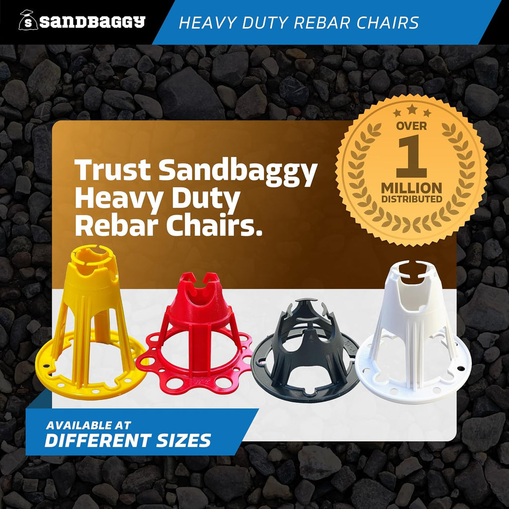 Plastic Rebar Chairs - Elevates 2-1/2" or 3" - Concrete Chair Supports Rebar #3 to #5 and Steel Wire Mesh (100, 2.5"