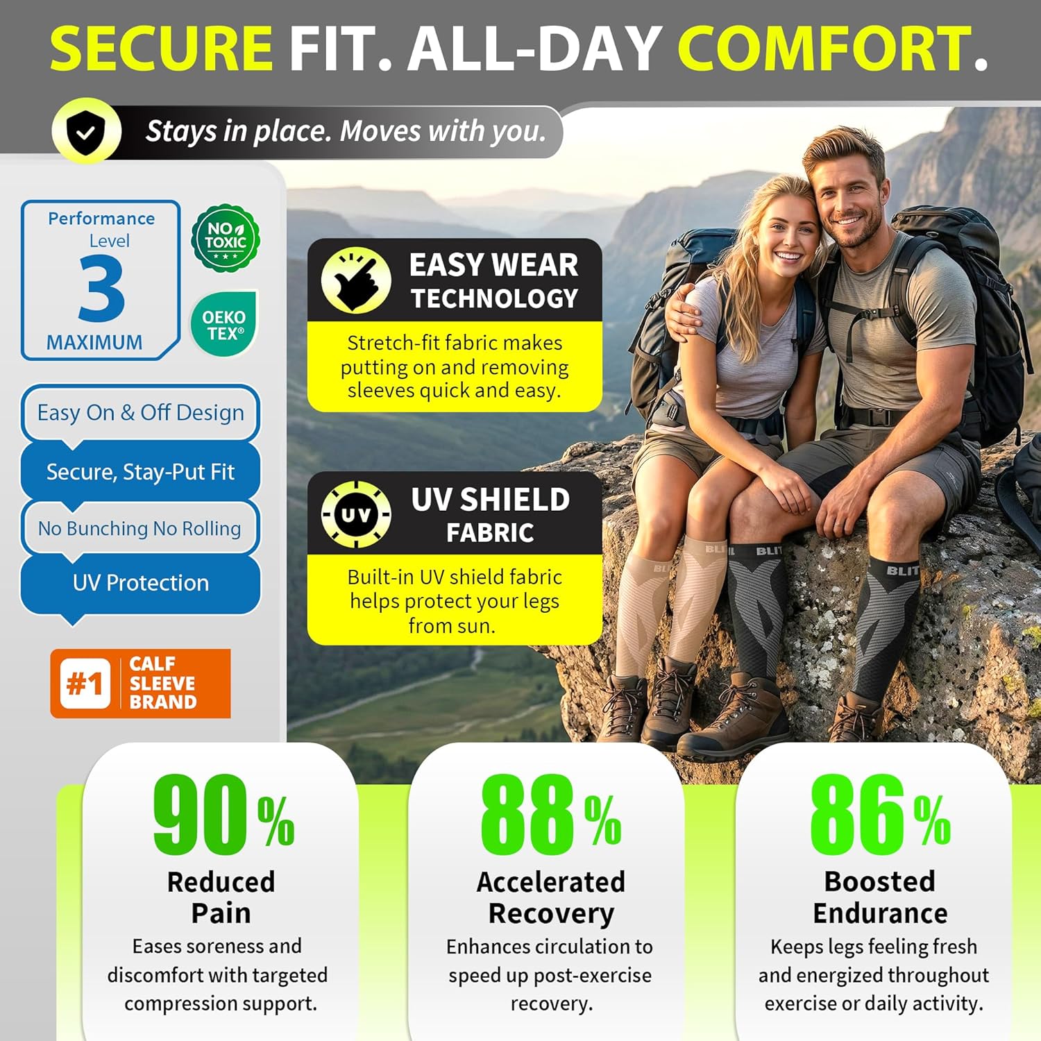 Calf Compression Sleeve for Men & Women Footless Compression Socks Support Runners Leg Sleeve Shin Splints Pain Relief