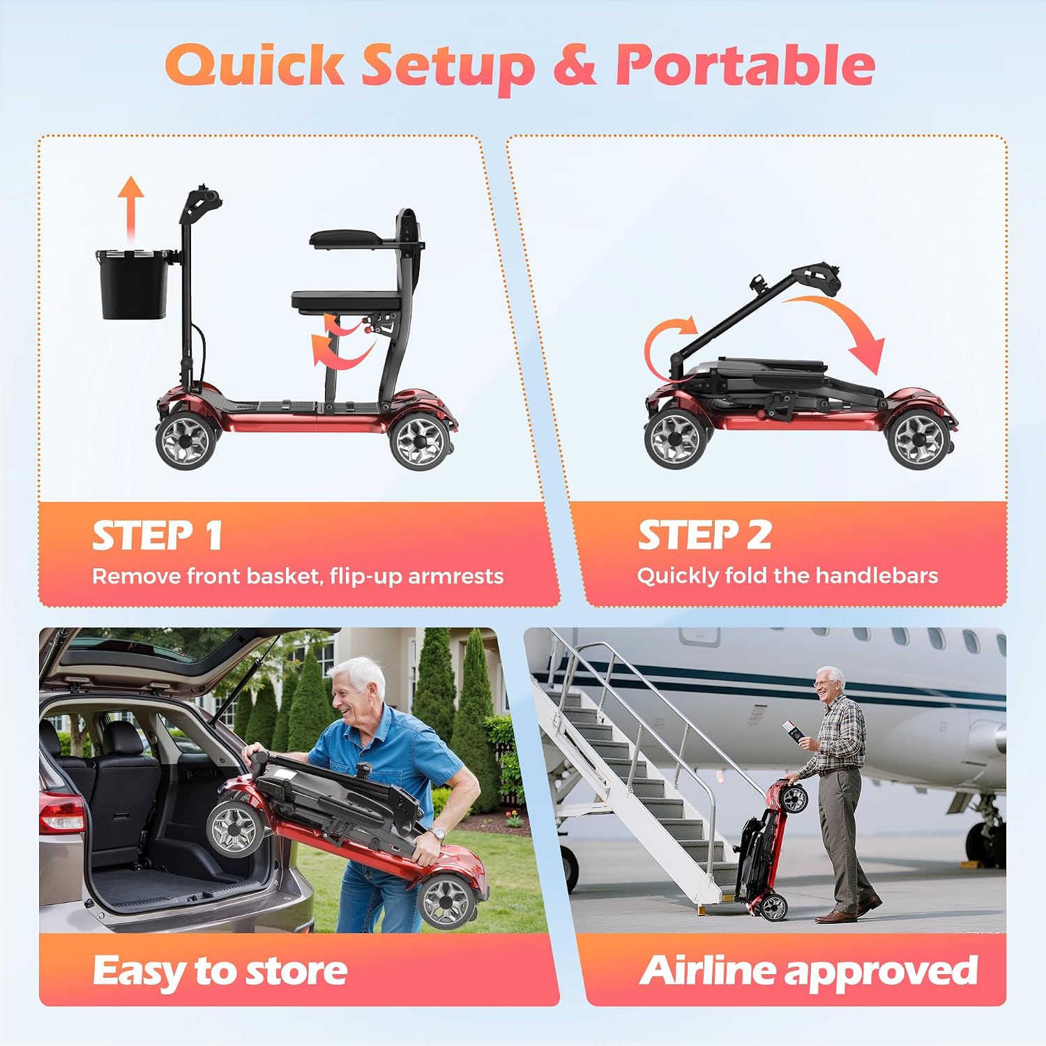 Lightweight Mobility Scooter for Adult & Seniors Cruise & Airline Approved