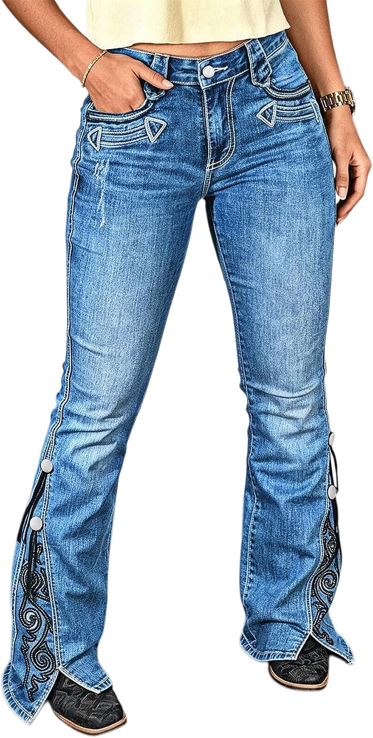 Mid Waist Bootcut Jeans for Women