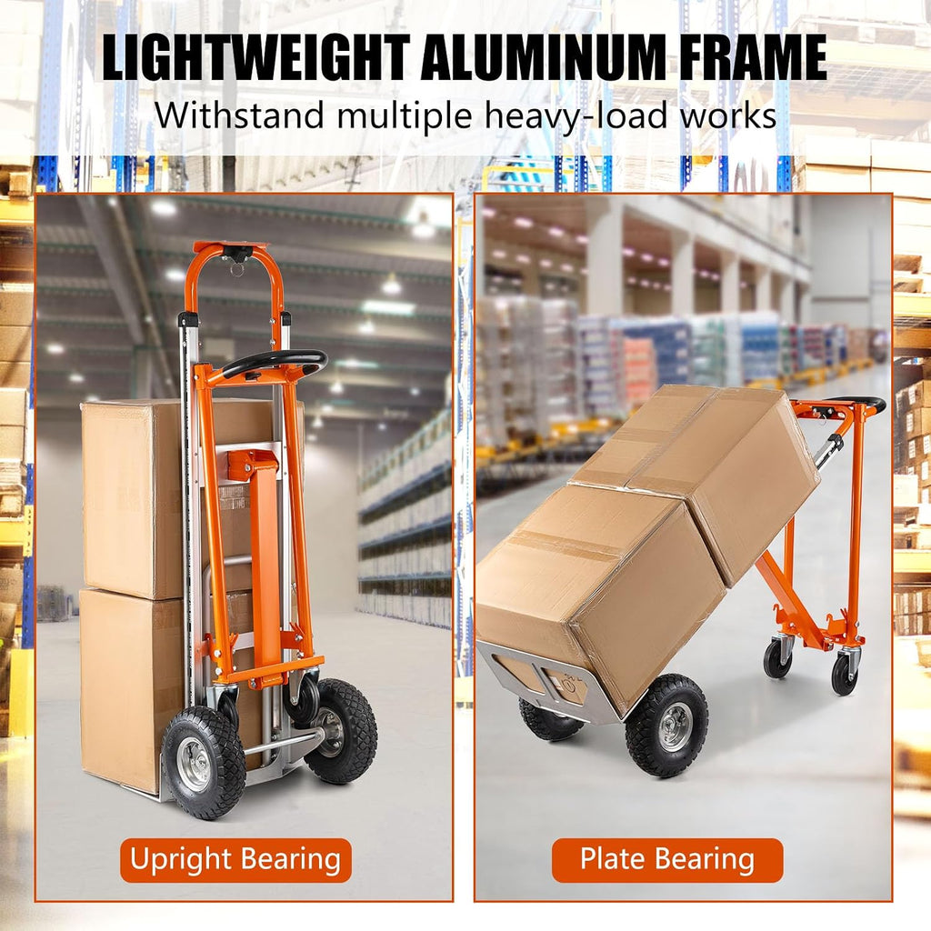 4in1 Convertible Hand Truck, Aluminum Hand Trucks 1000 lb Capacity, Utility Dolly Cart Convert from Hand Truck Dolly