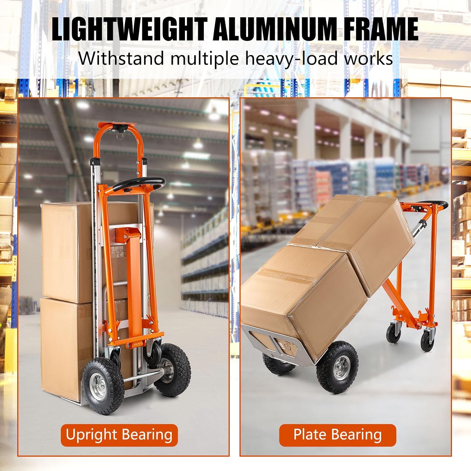 4in1 Convertible Hand Truck, Aluminum Hand Trucks 1000 lb Capacity, Utility Dolly Cart Convert from Hand Truck Dolly