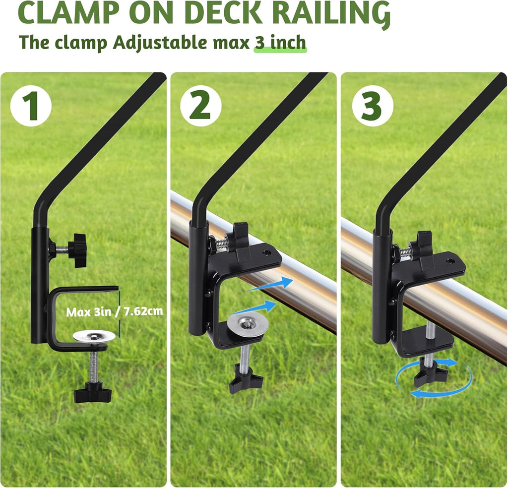Extended Reach Deck Hook Wall Pole Wall Mounted Deck Hook Extensible and 43 inch Wall Bracket for Hanging Bird