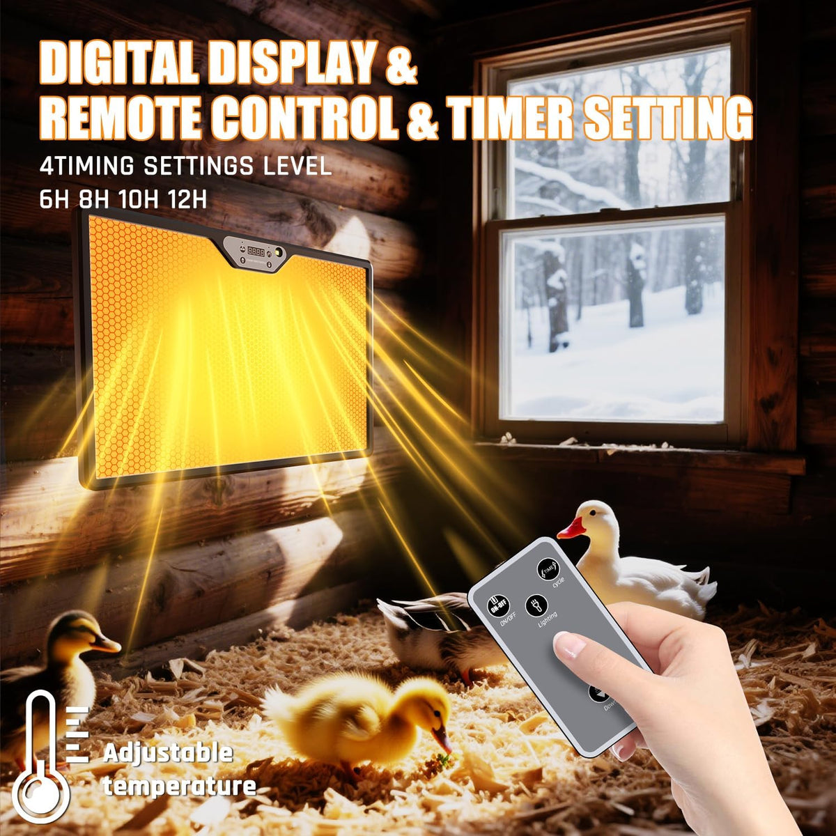 Brooder Plate for Chicks with Temp Control and Display,Dual-Sided Chicken Coop Heater with Remote,Timer Function &