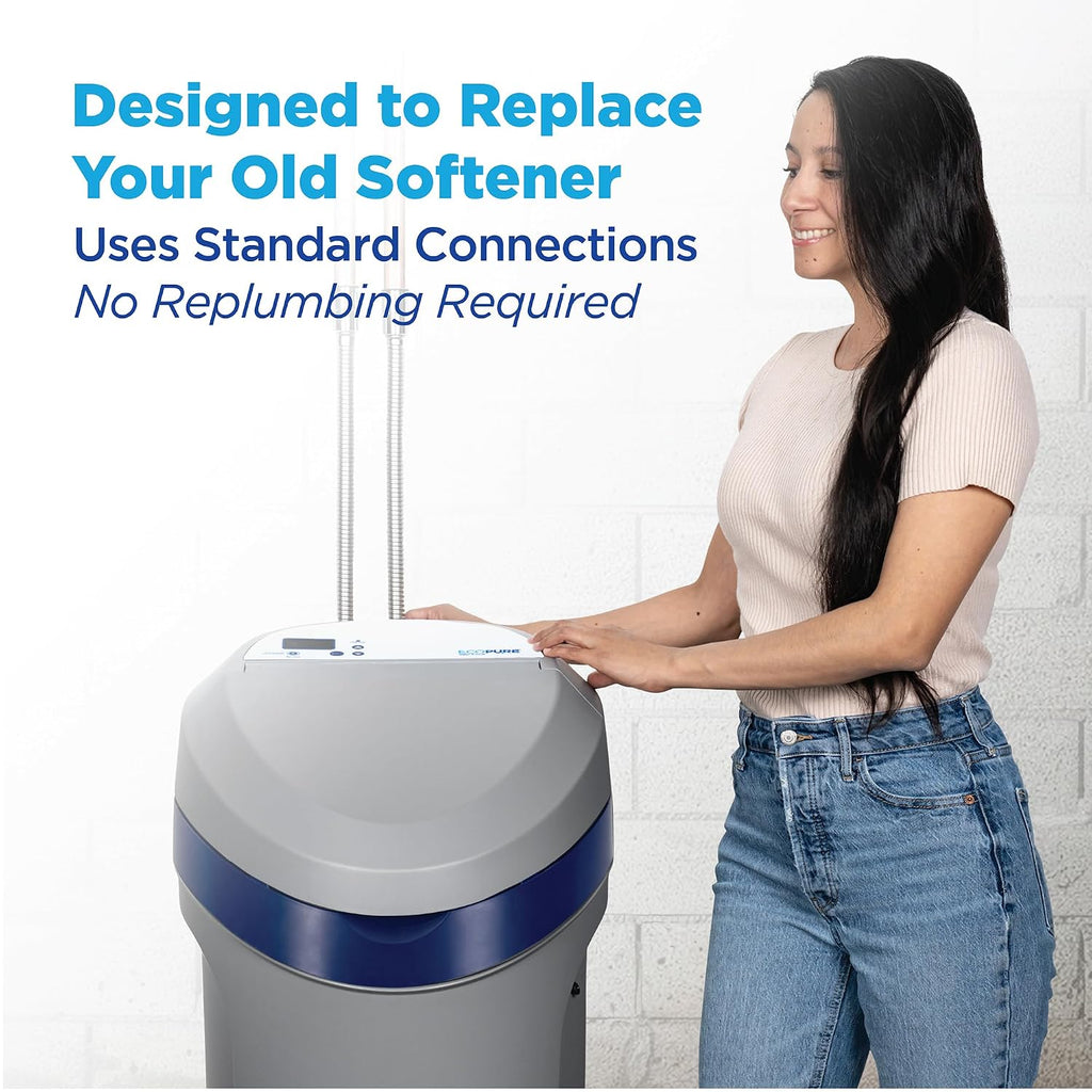 EPS110 Whole House Water Softener for Small Households – AutoSense AI Technology, High-Efficiency Salt Usage, Compact