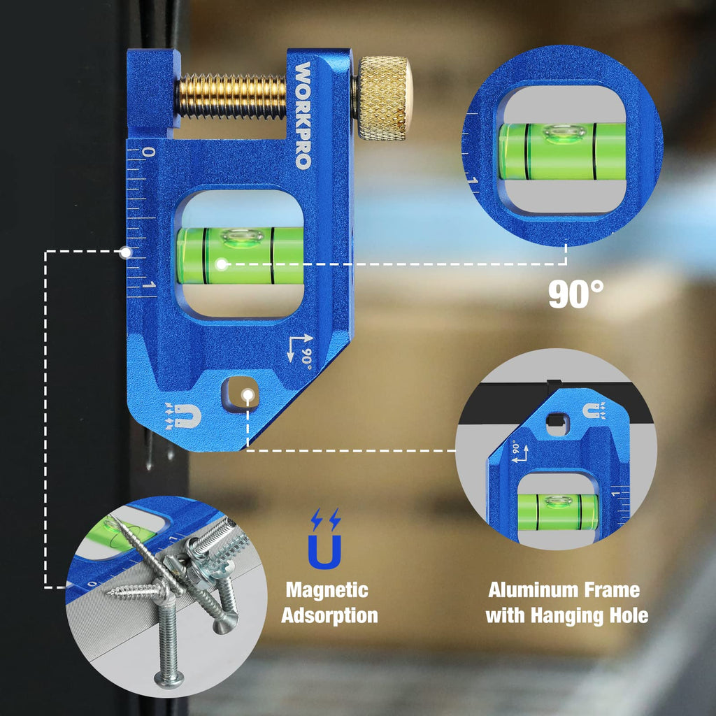 WORKPRO 2.5 Inch Small Magnetic Torpedo Level, Conduit Bending Level