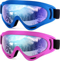 2-Pack Kids Ski Goggles, Snowboard Goggles for Adult Youth Teens Boys & Girls, Winter Snow Sports Goggles