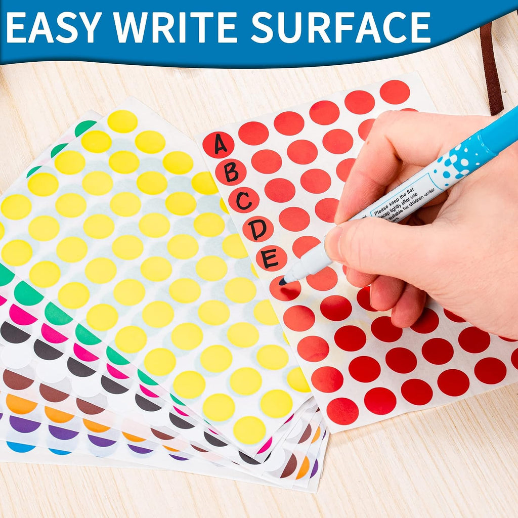 1/2 Inch Circle Sticker Labels, 4800 Sticker Dots, Adhesive and Writable Dots. Color Coding Labels and Adhesive Dots