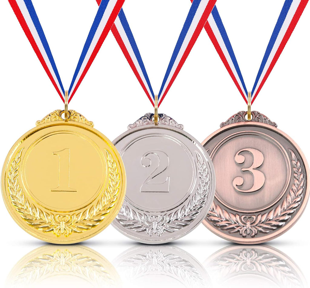 Gold Silver Bronze Award Medals with Ribbon Winner Awards Olympic Style for Kids School Sports Meeting Sports Events