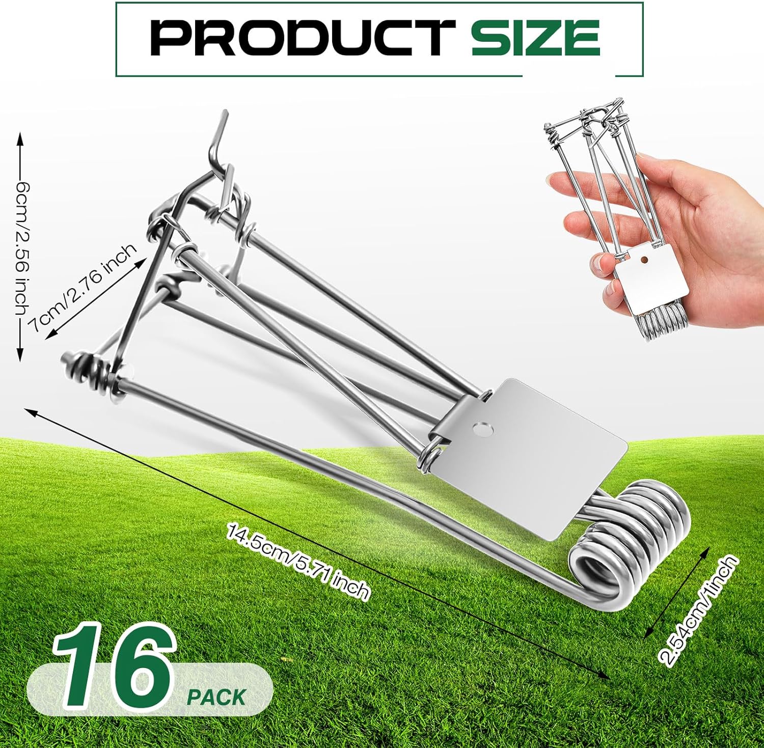 16 Pcs Outdoor Gopher Trap Easy Set Mole Trap Weather Resistant Gopher Killer Vole Killer for Lawn Garden Farm (Silver)