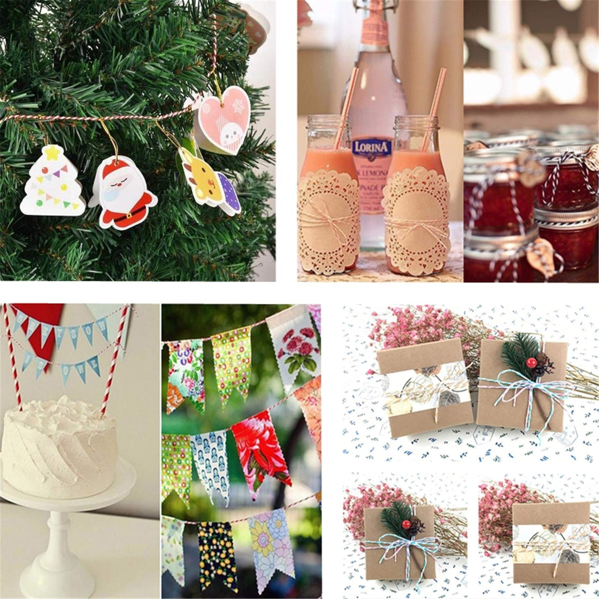 1 Roll 2mm 109 Yard Colourful Cotton Cord Bakers Twine DIY Crafts Gift Wrapping Christmas Wedding Home Decor String