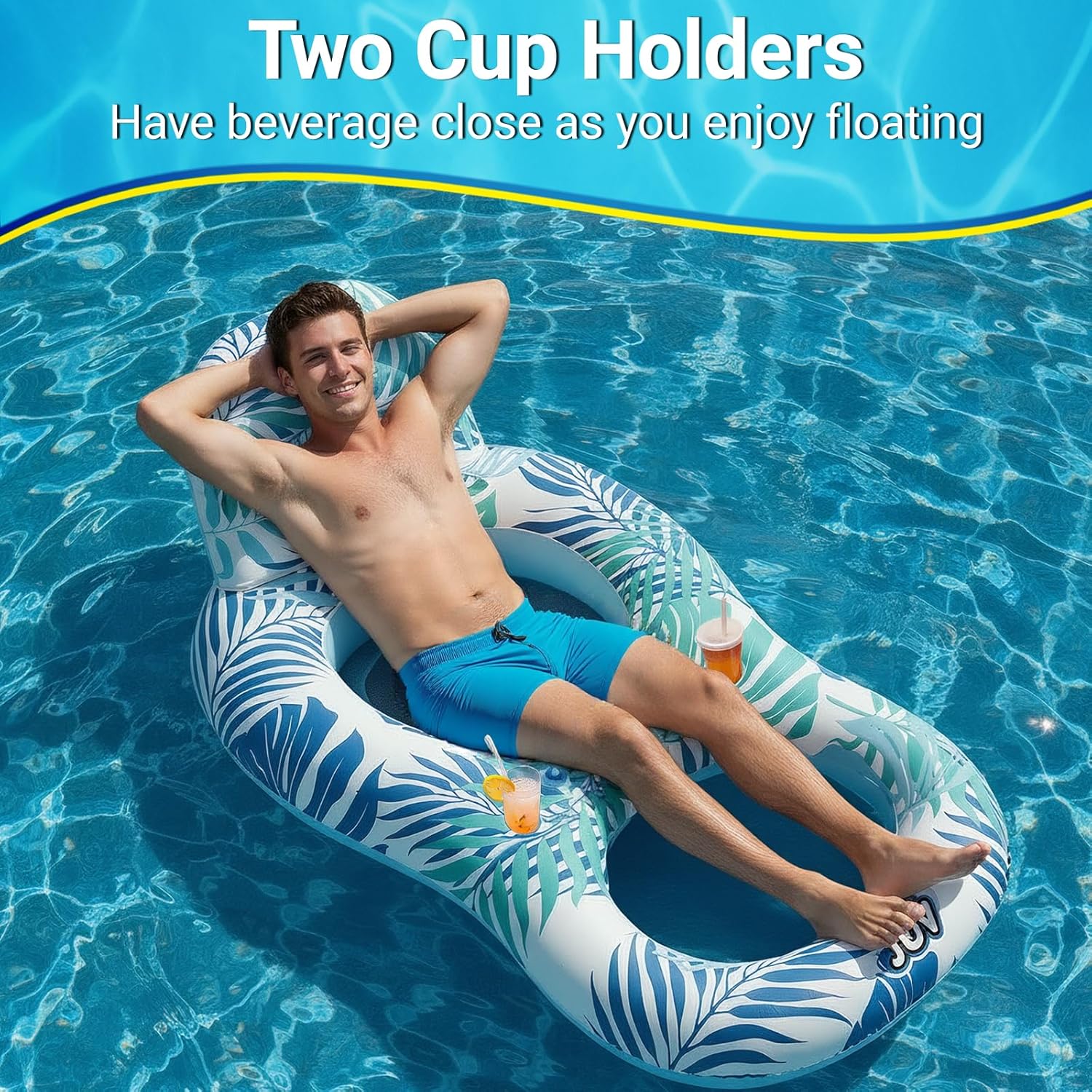 Pool Floats for Adults,Inflatable Chair Lounger Floaties with Drink Holder,Travel Pool Beach Lake Swim Inflatables