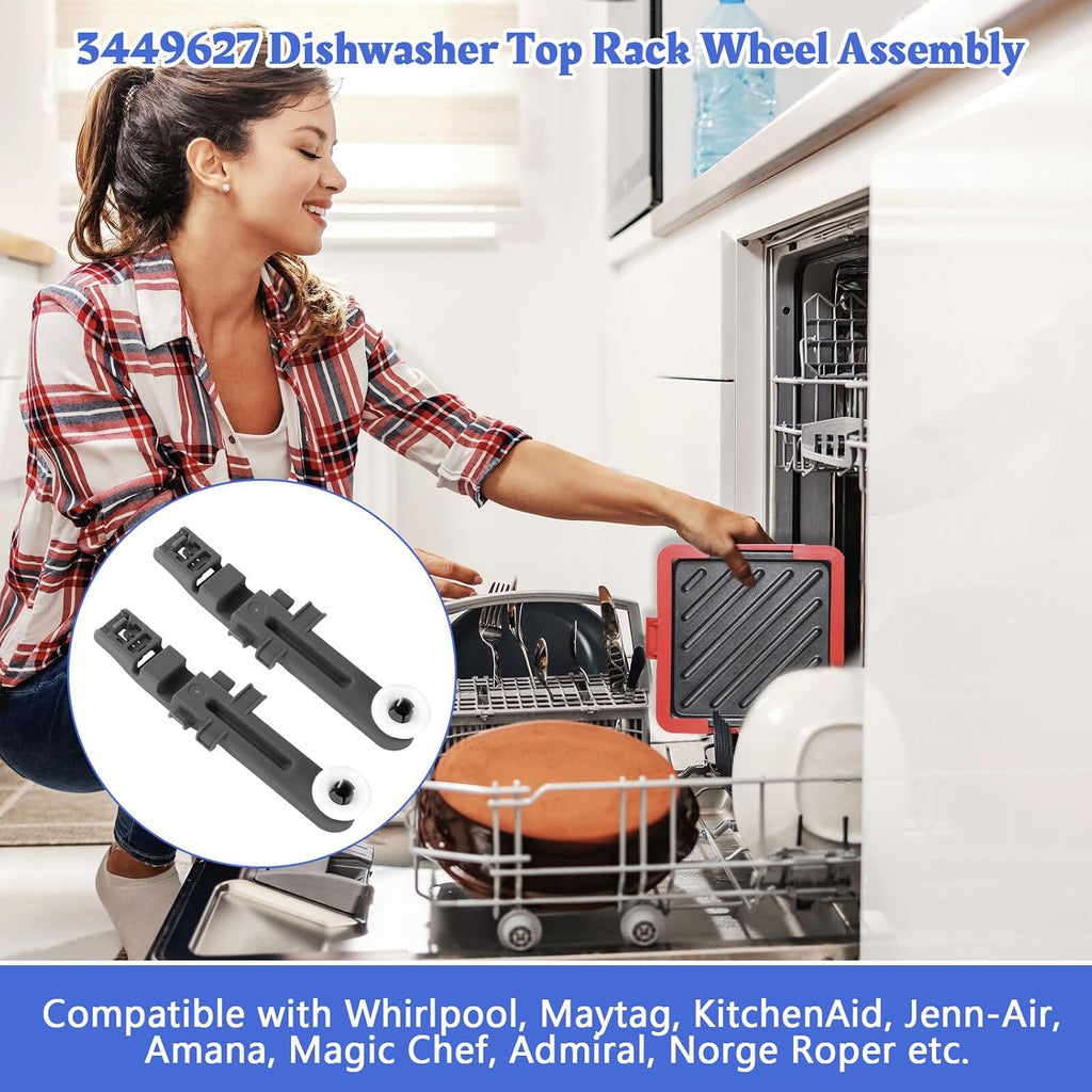 2 Pack W10571738 Dishwasher Upper Dishrack Adjuster And Wheel Assembly