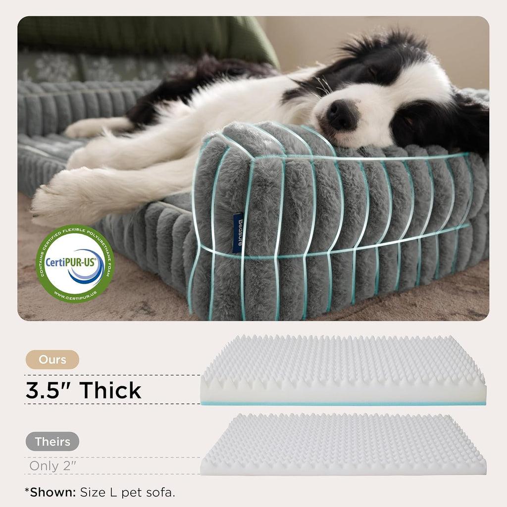 ComfyFleece Orthopedic Dog Beds Large Sized Dog, Waterproof Memory Foam Pet Couch Sofa with Sides, Non-Slip Bottom