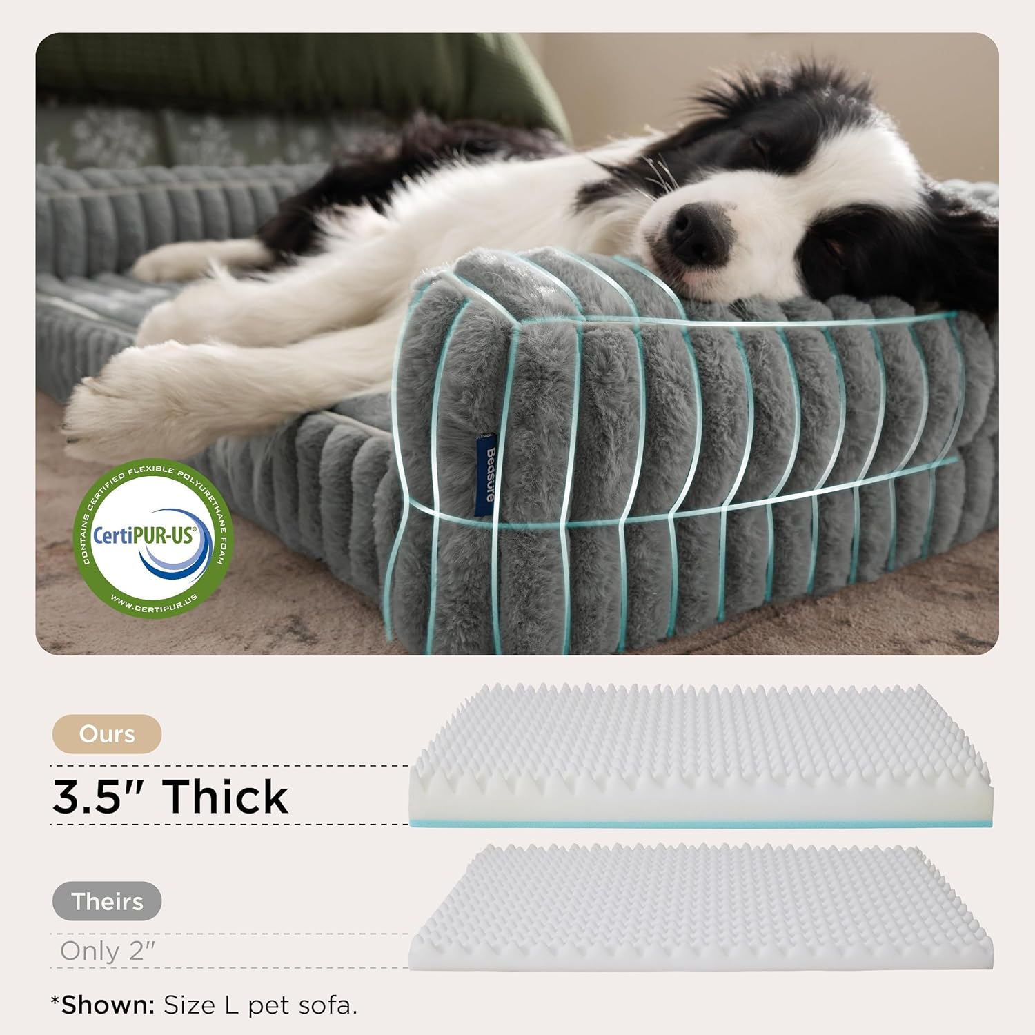 ComfyFleece Orthopedic Dog Beds Large Sized Dog, Waterproof Memory Foam Pet Couch Sofa with Sides, Non-Slip Bottom
