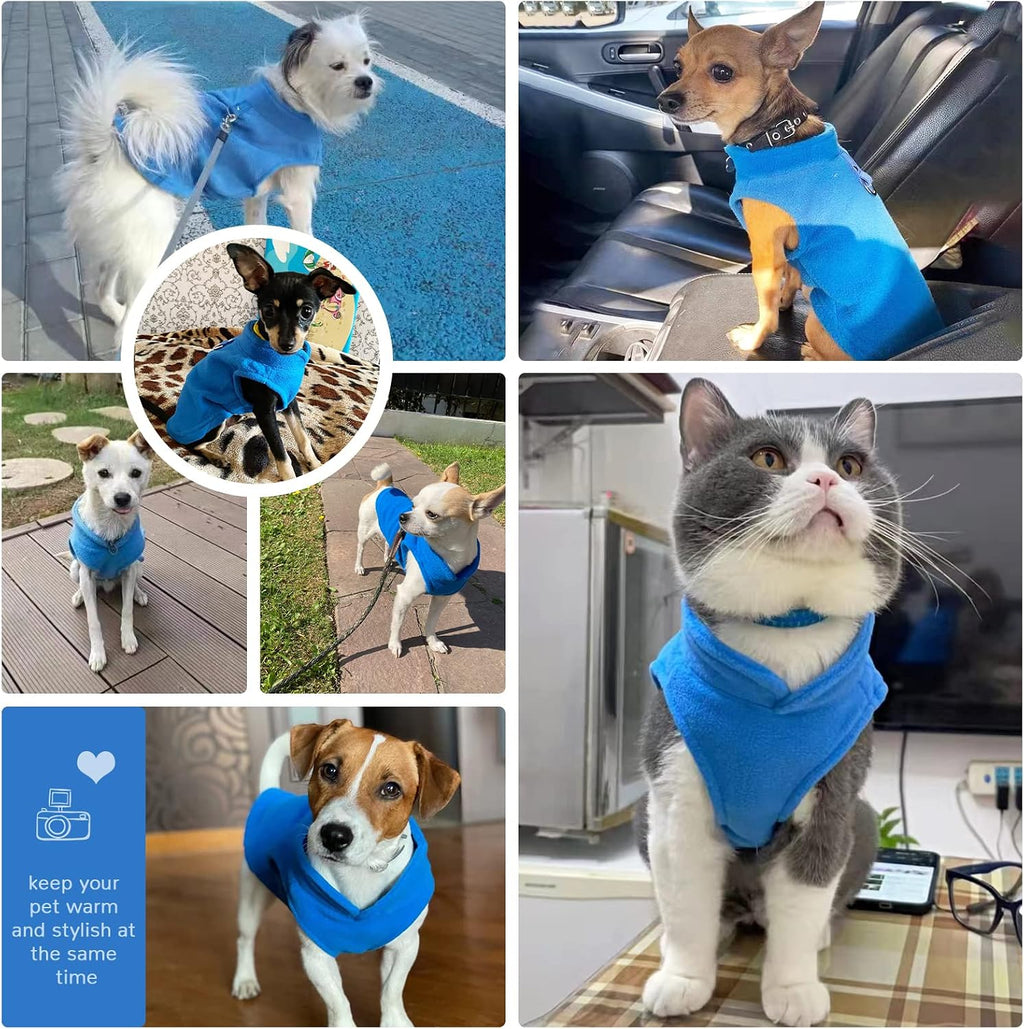 Small Dog Sweater Cat Fleece Vest Soft Dog Jacket with Leash O-Ring Winter Warm Pet Pullover Coat Puppy Clothes for