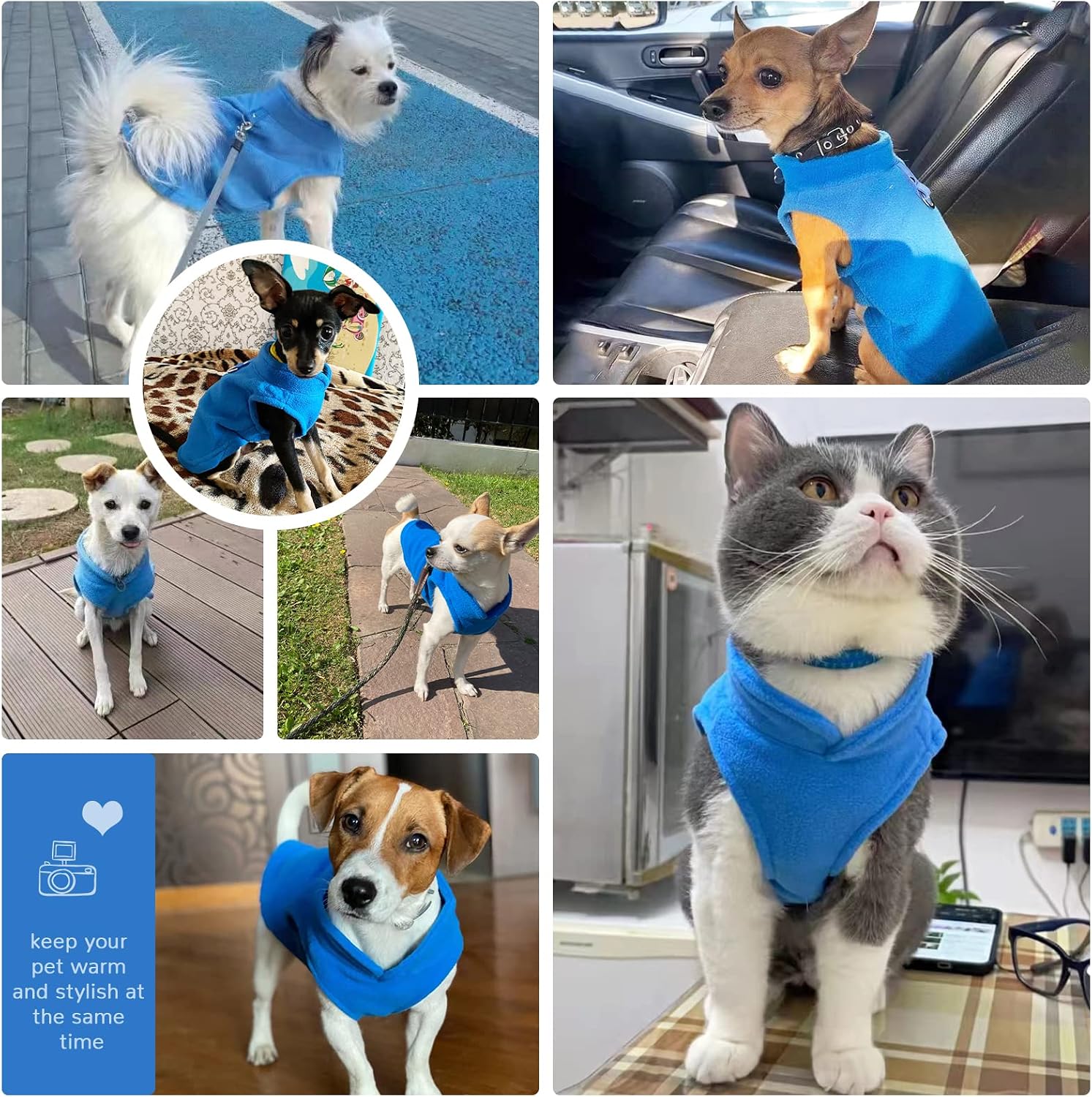Small Dog Sweater Cat Fleece Vest Soft Dog Jacket with Leash O-Ring Winter Warm Pet Pullover Coat Puppy Clothes for