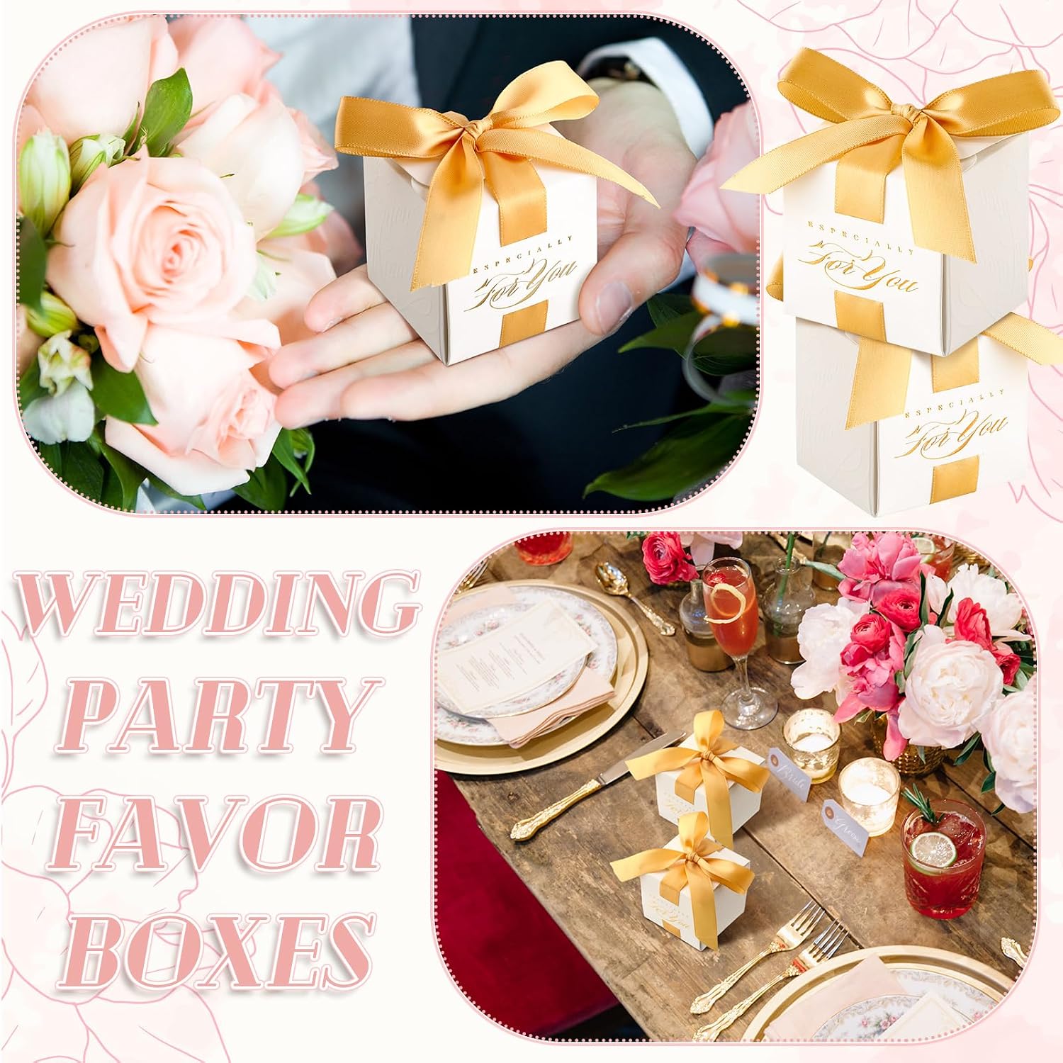 60 Pcs Wedding Favor Boxes Mini Small Gift Boxes, Gold