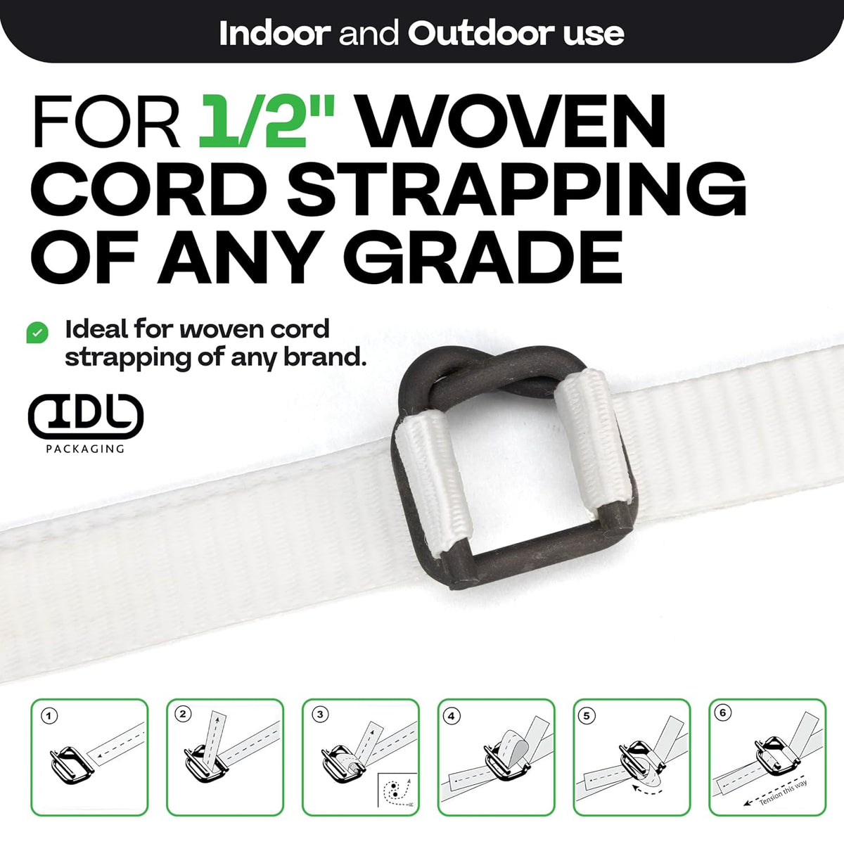 Cord Strapping Buckles 1/2", 1000-Pack - for Woven Cord Strap, USA-Made