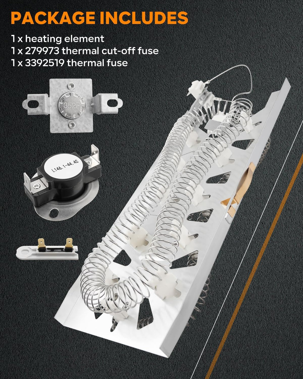 Dryer Heating Element Kit Fit for Maytag MED3500FW1 MED5500FC1 MED5500FC2 MED5500FW1 MED5500FW2 MED5630HC0 MED5630HC1 Fit for Whirlpool WED5100HC0 WED5100HC1 WED5100HC2 WED5100HC3