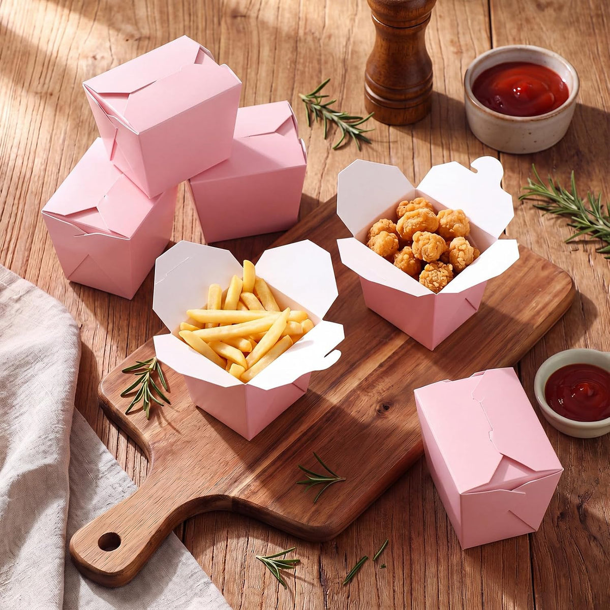 100 Pack 8 oz Chinese Take out Boxes Food Box, Pink