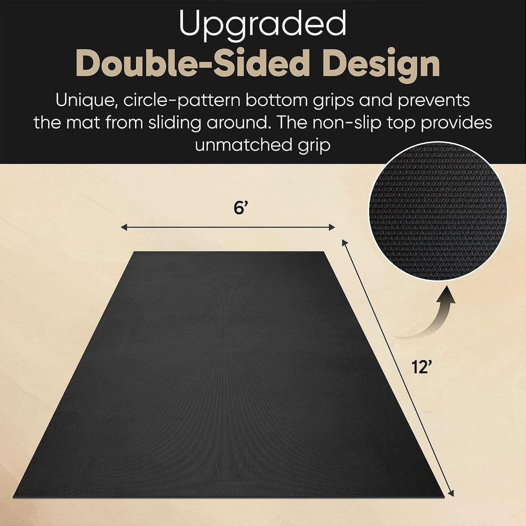 Extra Large Yoga Mat – 9'x6', 12'x6', 15'x6' (8mm) Extra Thick Wide Non-Slip Exercise Mat for Home Gym Flooring –