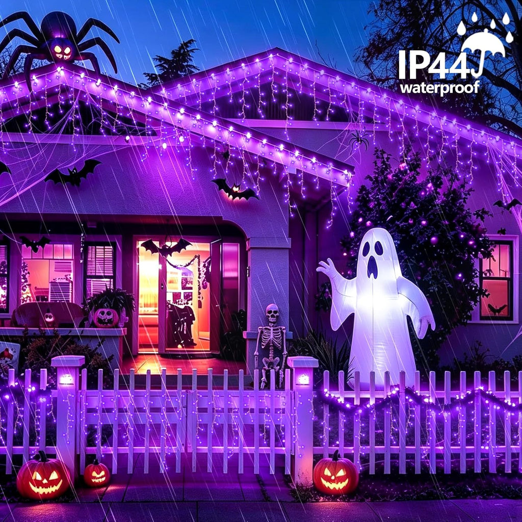 66ft 800 LED Icicle Lights Outdoor Waterproof, 160 Drops Halloween Lights Connectable, 8 Modes Icicle Christmas Light