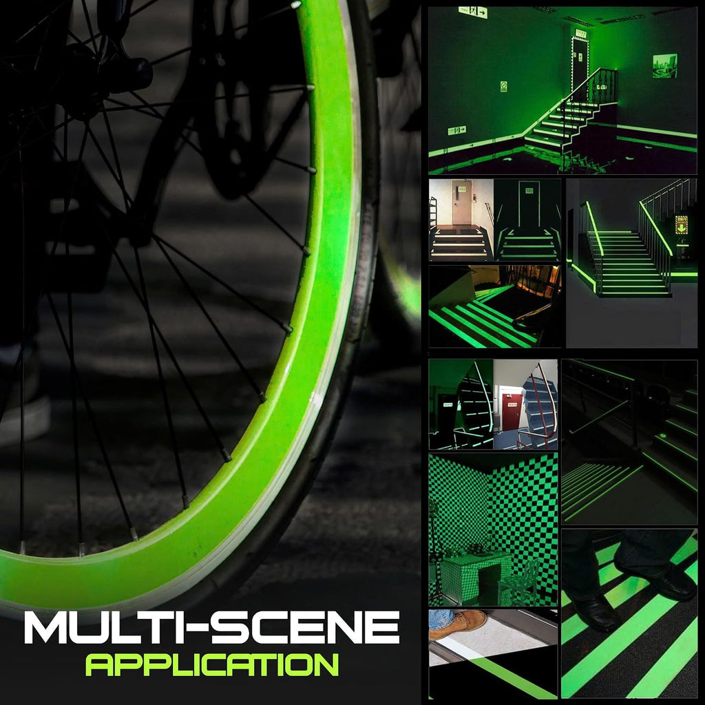 1 Inch x 60 FT Glow in The Dark Tape – Pack of 2 Rolls – Bright Rechargeable Fluorescent Glow – Luminous for Outdoors
