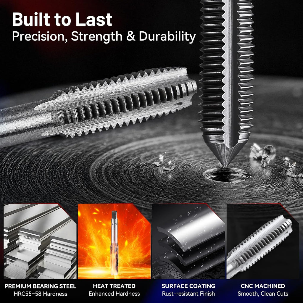 80pcs Tap and Die Set, SAE & Metric Master Threading＆Rethreading Tool Kit