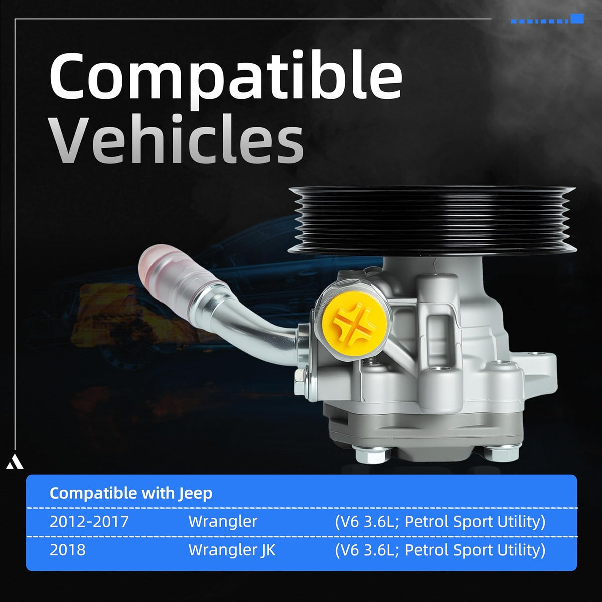 Power Steering Pump with Pulley, 2012-2017 for Jeep Wrangler