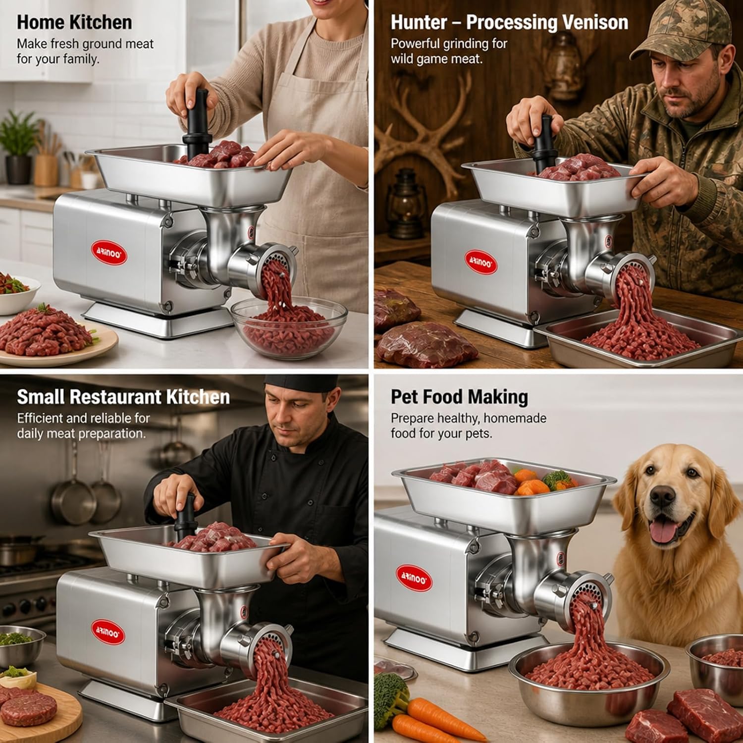 #12 Electric Meat Grinder, 1.5 HP 1100W, for Home & Commercial Use