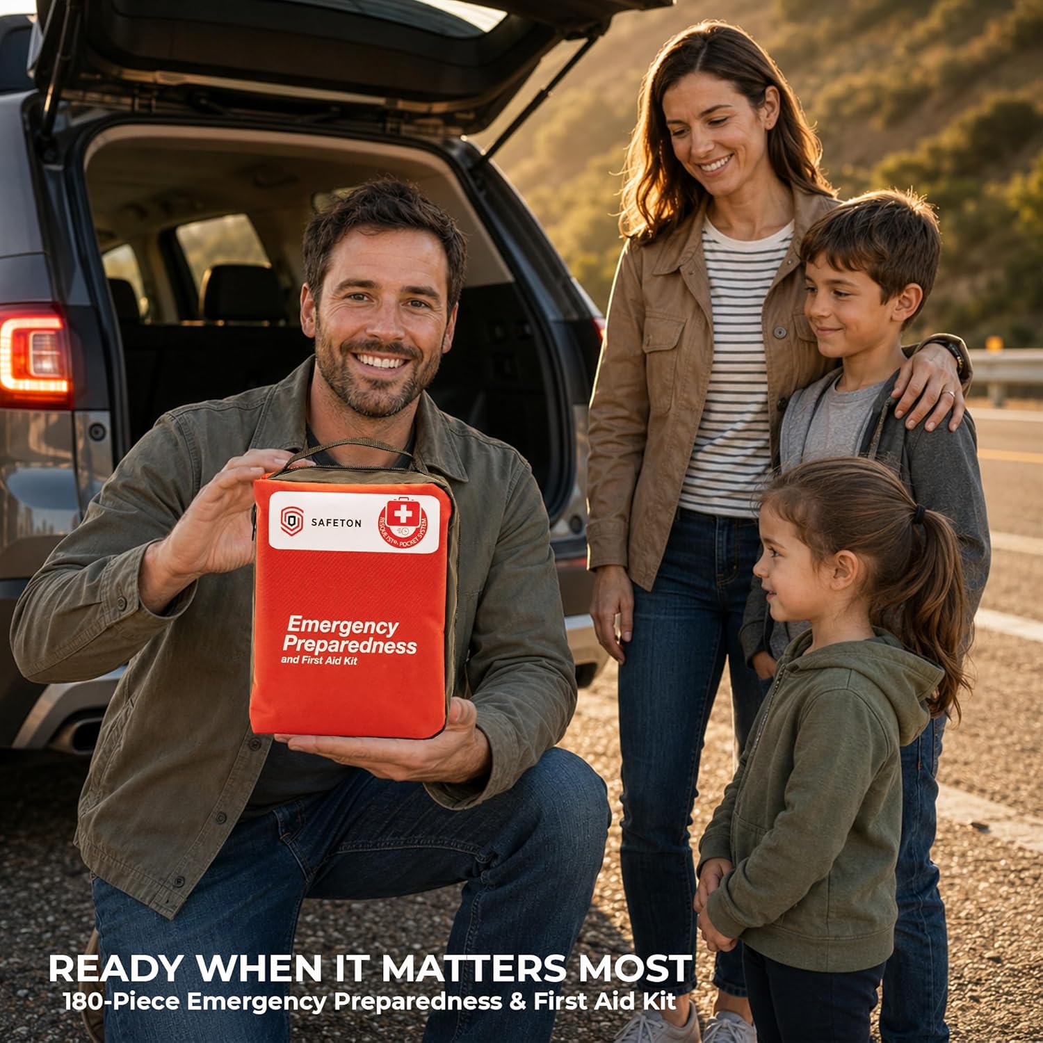 Travel-First Aid-Kit Car-Home 180 Piece Survival-Kit Outdoor-Adventure - Full Portable Emergency Essential - Hiking