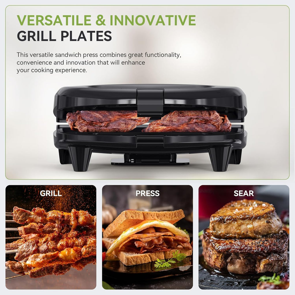 Panini Press Sandwich Maker, 2-Slice Sandwich Toaster Grill