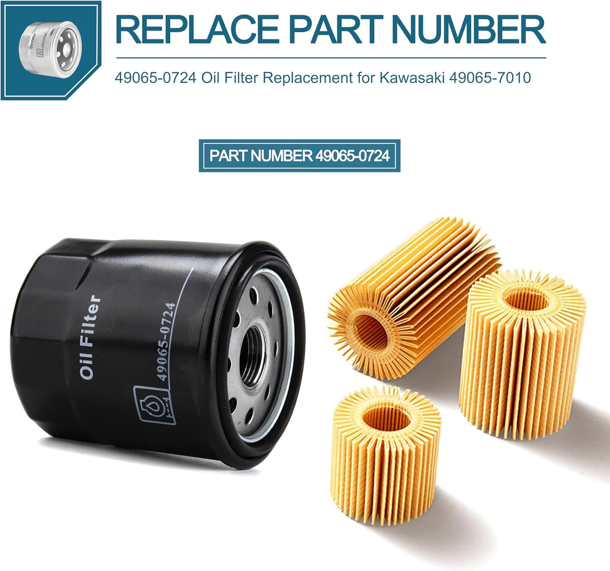 （6 PACK）49065-0724 Oil Filter Replacement for Kawasaki 49065-7010