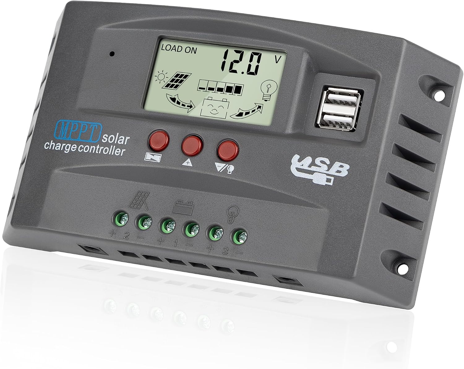 [Upgraded] 30A MPPT Solar Charger Controller 12V/24V Solar Panel Battery Intelligent Regulator with LCD Display, Dual