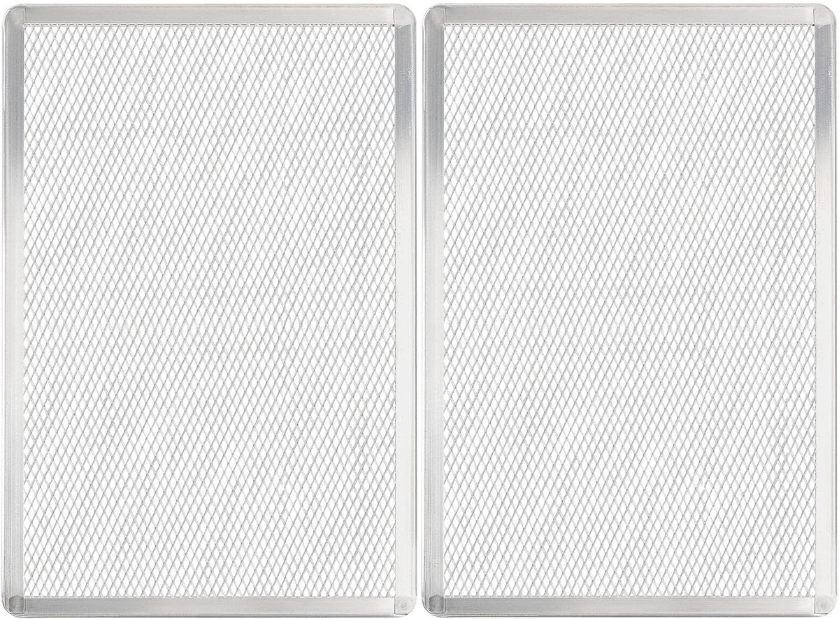 Pizza Screen 11 x 16 Inch 2 Pack Rectangular Aluminum Pizza Pan Restaurant-Grade Flatbread Screen Pizza Crisper