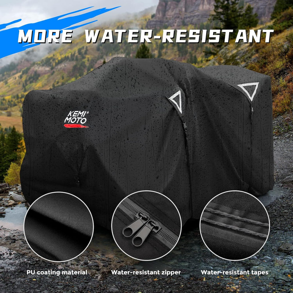 Universal 300D Trailerable ATV Cover, 4 Wheeler Cover 95'' X 50'' X 48'' | 3 Windproof Buckle Straps
