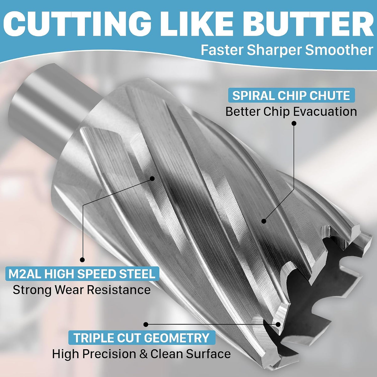 KEENTECH M2AL HSS Annular Cutter,1 Inch Diameter x 2 Inch Depth