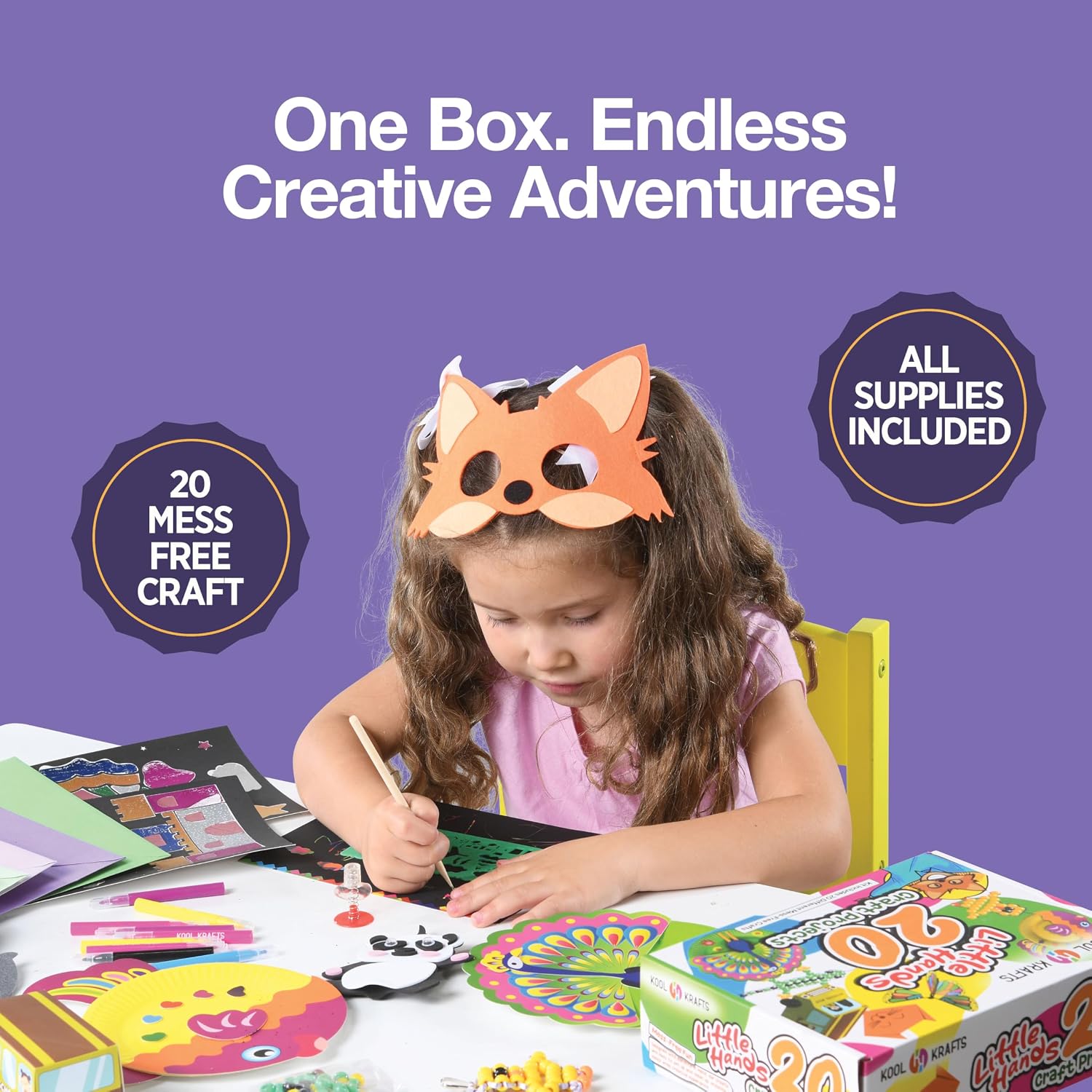 20 Arts & Crafts Kit for Kids, All-Inclusive, No Mess Craft Kits & Supplies for Boys & Girls – DIY Creative Activity