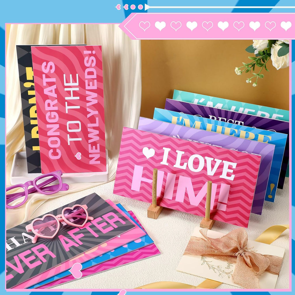 24 Designs Wedding Photo Booth Props, Double Sided PVC Selfie Sign