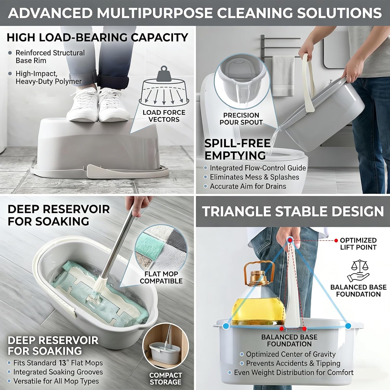4.5 Gallon Cleaning Bucket, Good Grips Household Mop Bucket for Cleaning Supplies, Cleaning Caddy Organizer Basket
