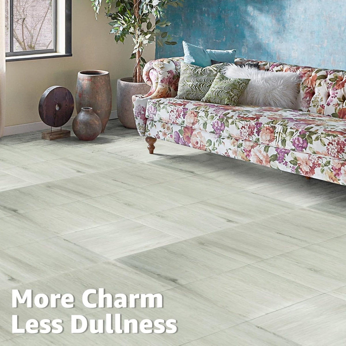 30-Pack Peel and Stick Floor Tiles (30 Sq.Ft), White-Washed Oak