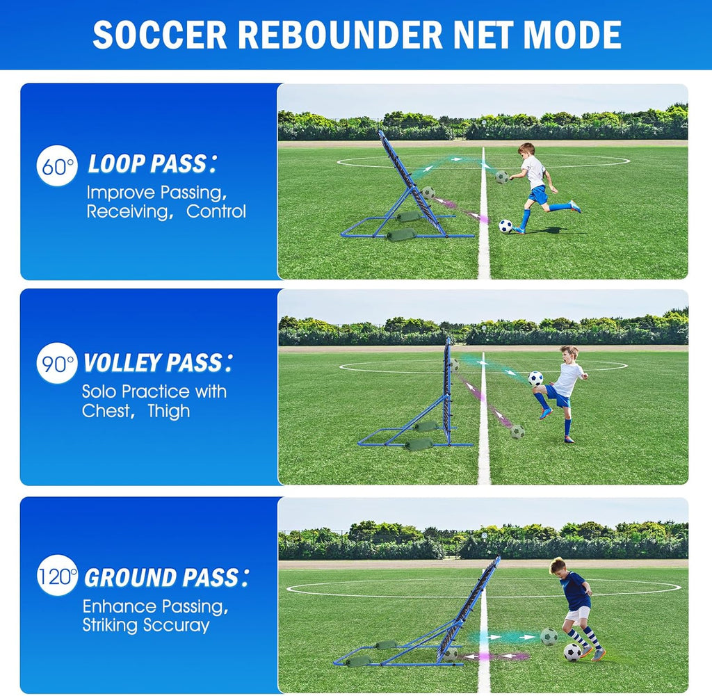 Soccer Baseball Rebounder Soccer Goal Net, Volleyball Rebound Pitchback Net | Quick Switch Angle Soccer Softball