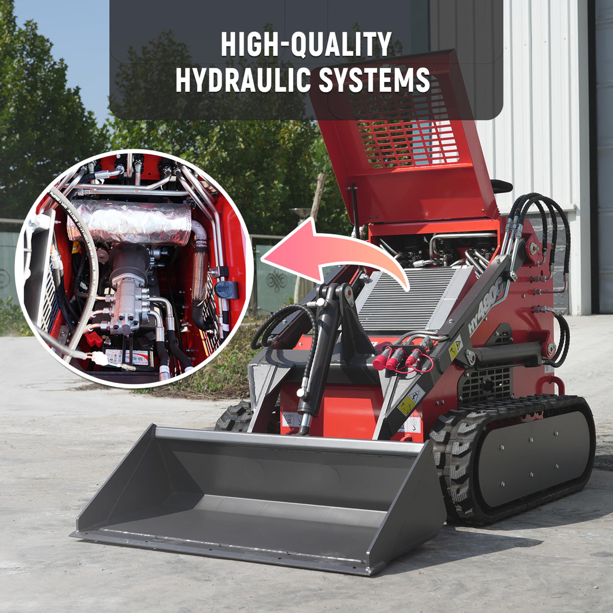 Mini Skid Steer Loader 23HP Gas Powered Stand On Compact Track Loader