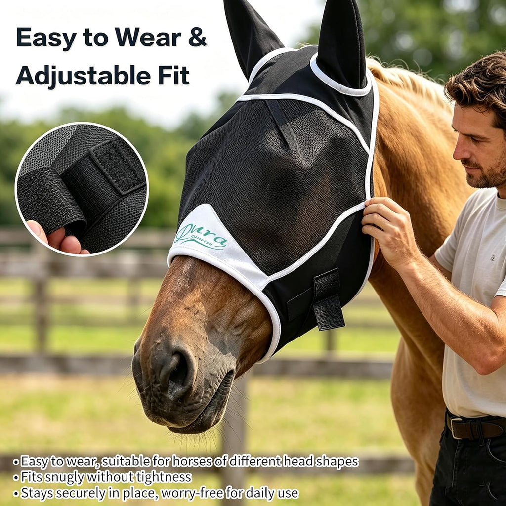 Horse Fly Mask, Black, Draft Horse