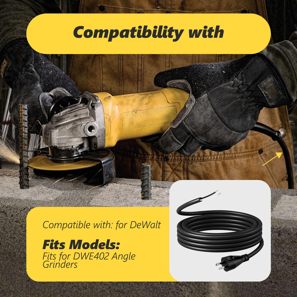 HASME Replacement N353819 Power Cord for DeWalt Fits for DWE402 Angle Grinders