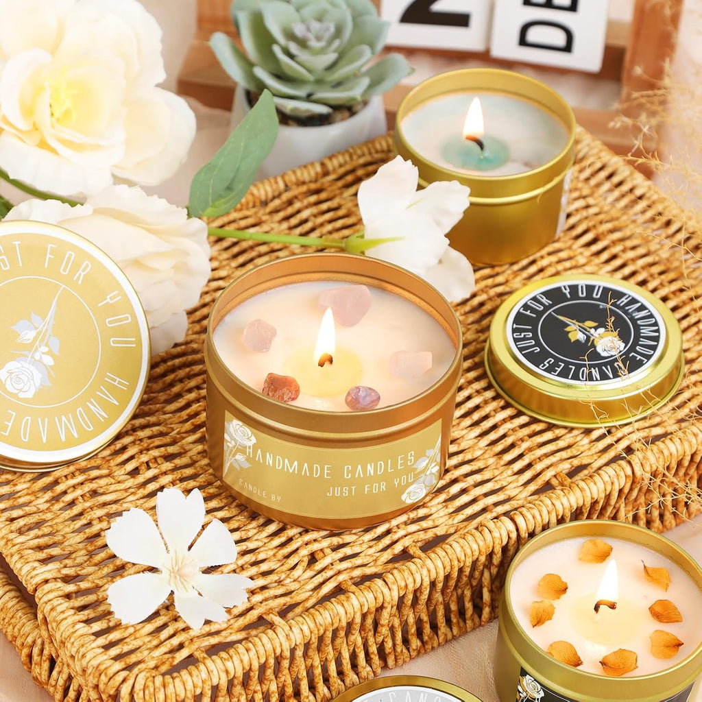 48 Pack - 24pcs 8oz & 24pcs 4oz Matte Gold Candle Tins with Lids | Dual-Size Bulk Empty Candle Containers for Candle
