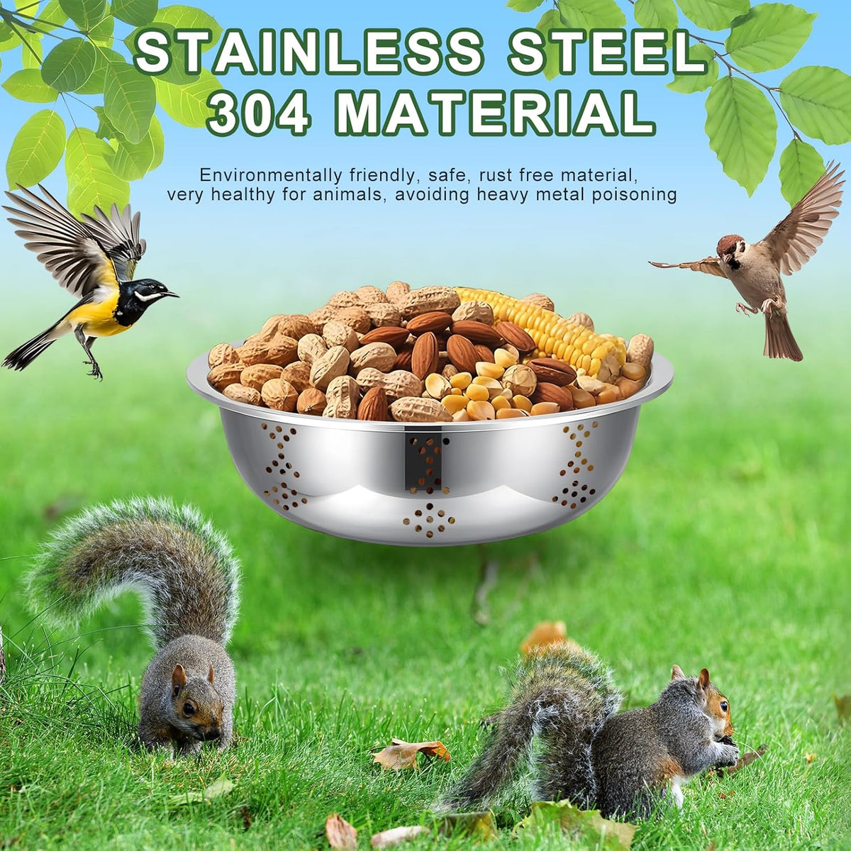 Squirrel Feeders for Outside, Metal Squirrel House for Outdoor, Durable Bowl Tree Mounted of Chipmunk Feeder